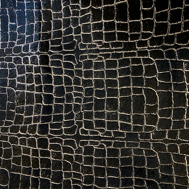 Laser Crocodile on Dyed Black with Silver Metallic